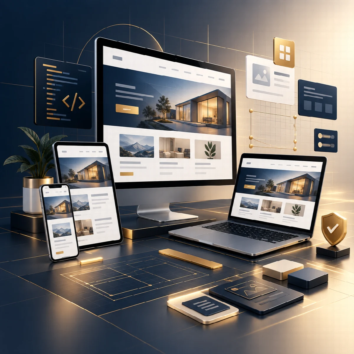 Responsive website development workspace across multiple devices
